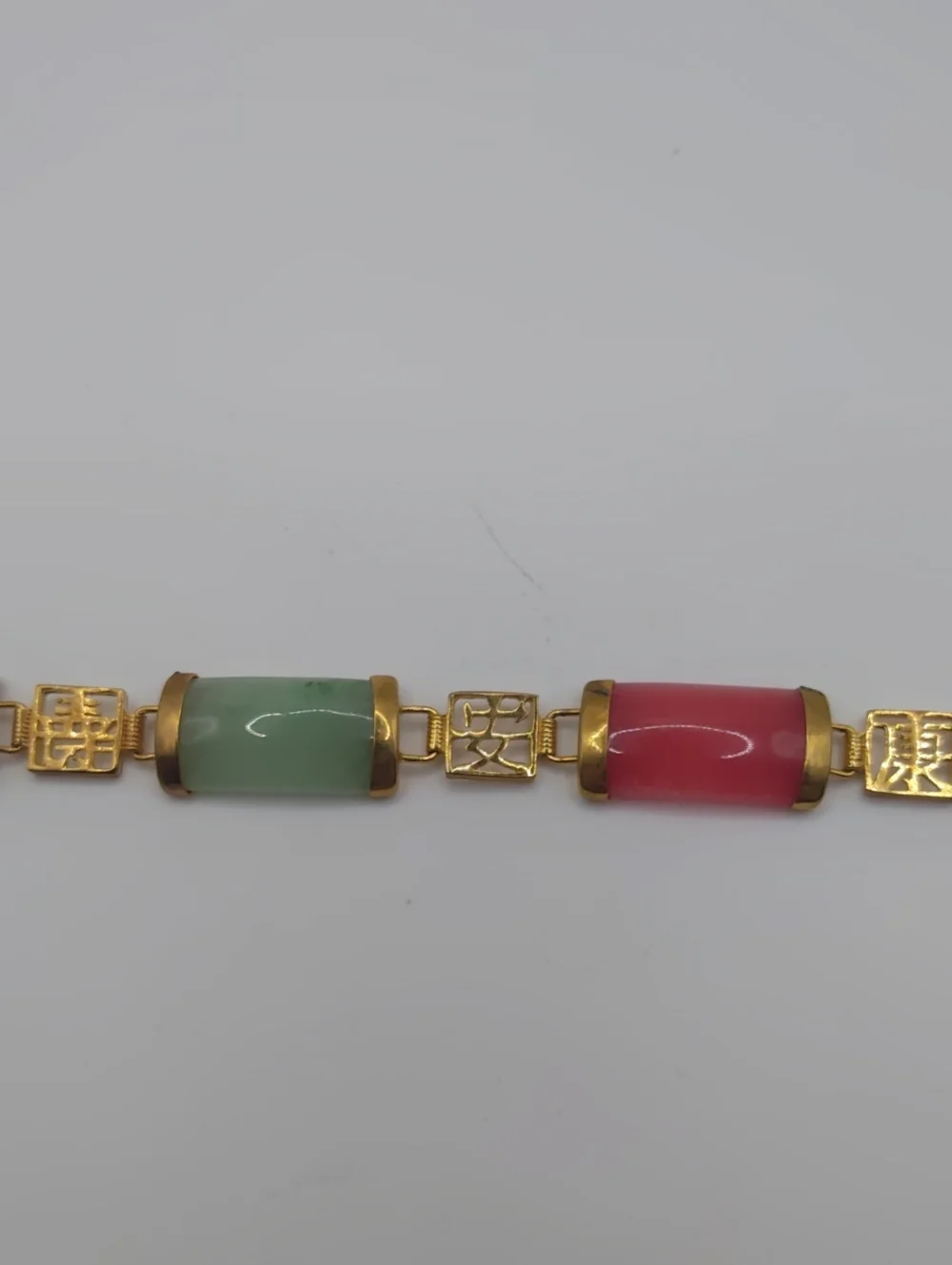 Jade Panel Tennis Bracelet Stamped 925 FAS 7.5 Inches